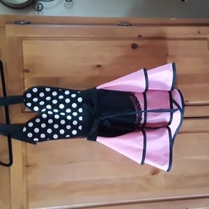 Trophy Wife Apron made by Emmanuela Koenig , B.C. pink, black, ruffles